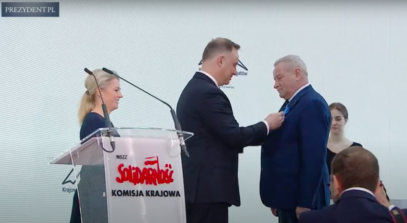 Przewodniczący NSZZ Solidarność Wodociągi Jaworzno odznaczony przez Prezydenta