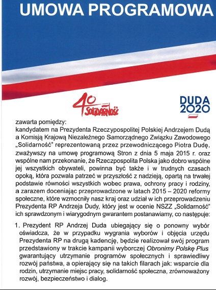 Umowa programowa Prezydenta RP z NSZZ Solidarność