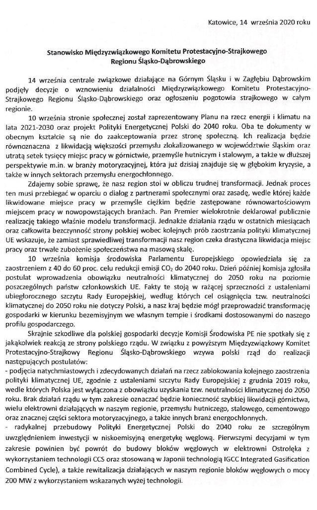 Stanowisko MKPS i pogotowie strajkowe w całym regionie